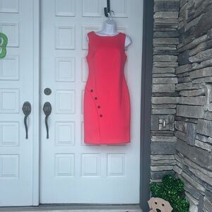 DKNY Vibrant Coral Midi Dress